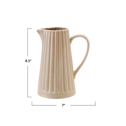 Ribbed Stoneware Pitcher