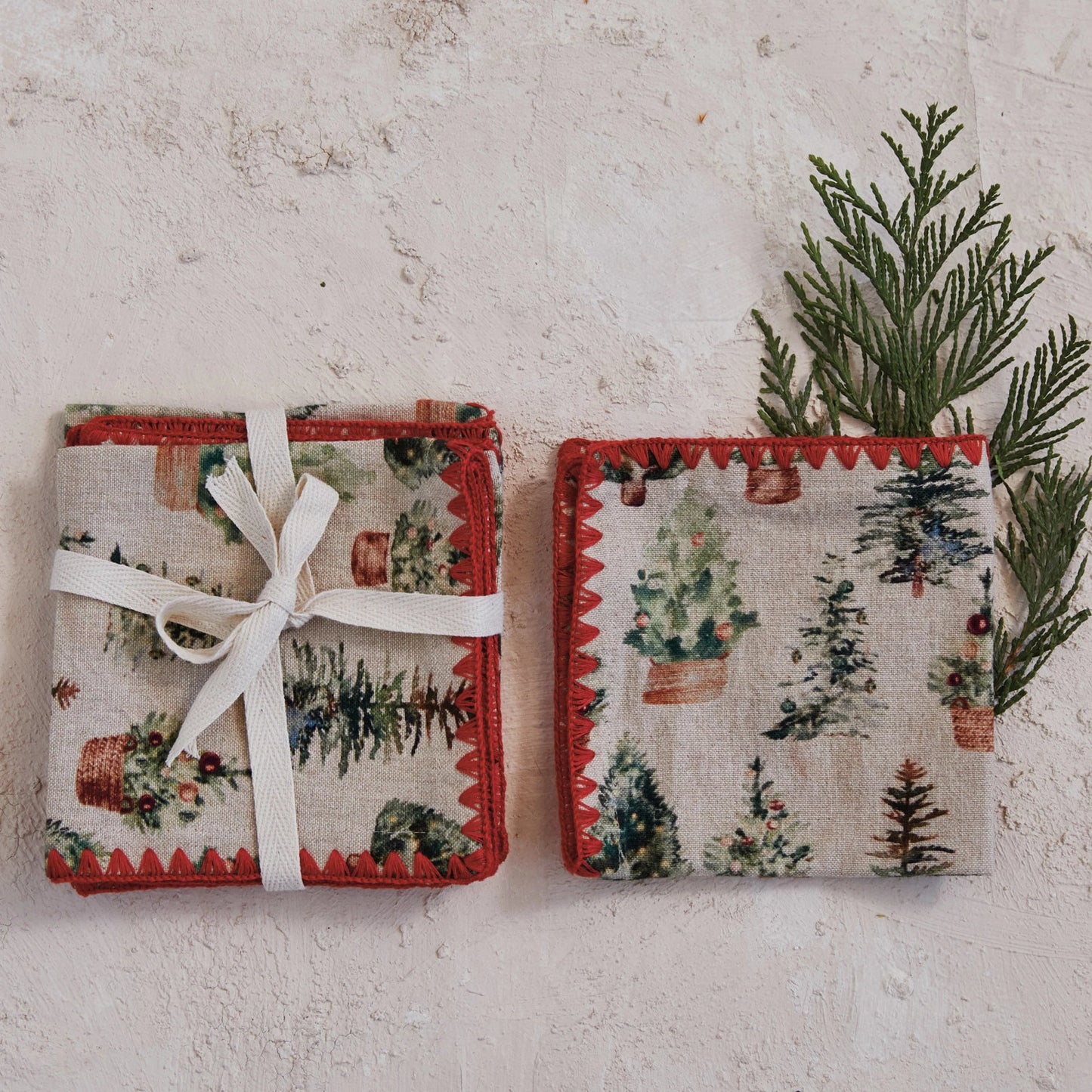 Tree Cocktail Napkins S/4