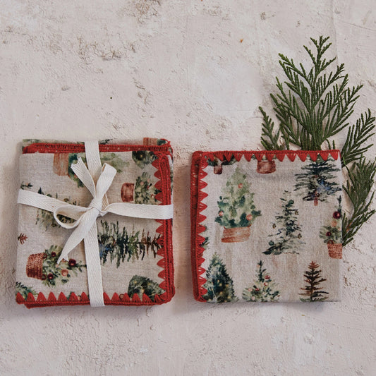Tree Cocktail Napkins S/4