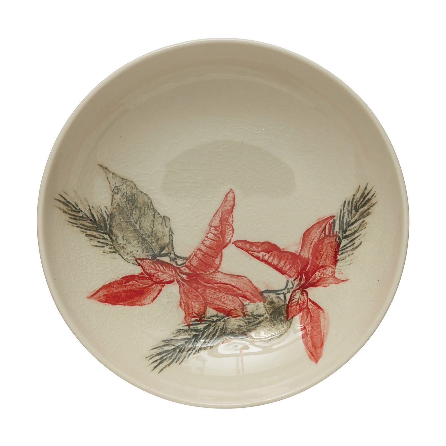 Stoneware Bowl with Poinsettia
