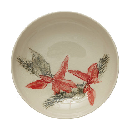 Stoneware Bowl with Poinsettia