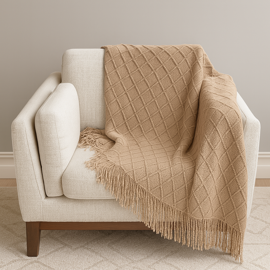 Knit Diamond Throw Blanket