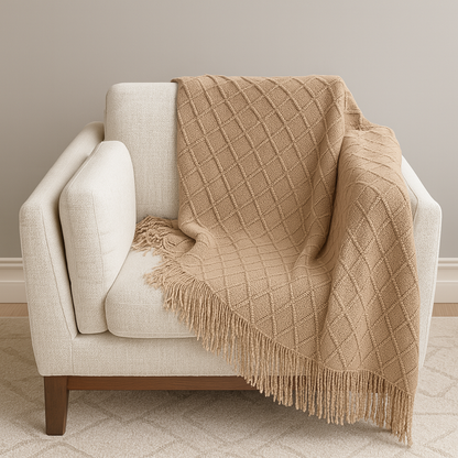 Knit Diamond Throw Blanket