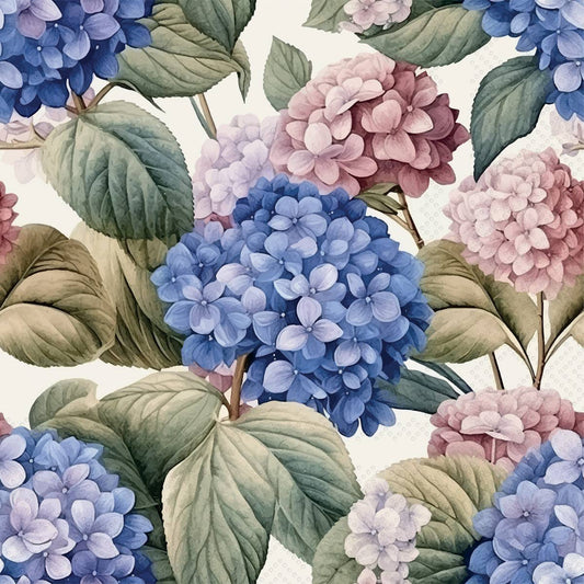 Cocktail Napkins Painted Hydrangea