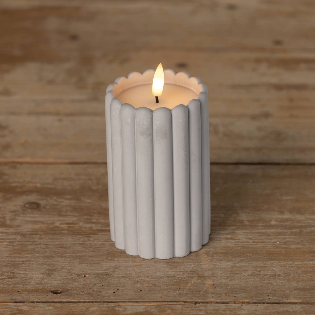 5" GREY CEMENT 3D FLAME CANDLE