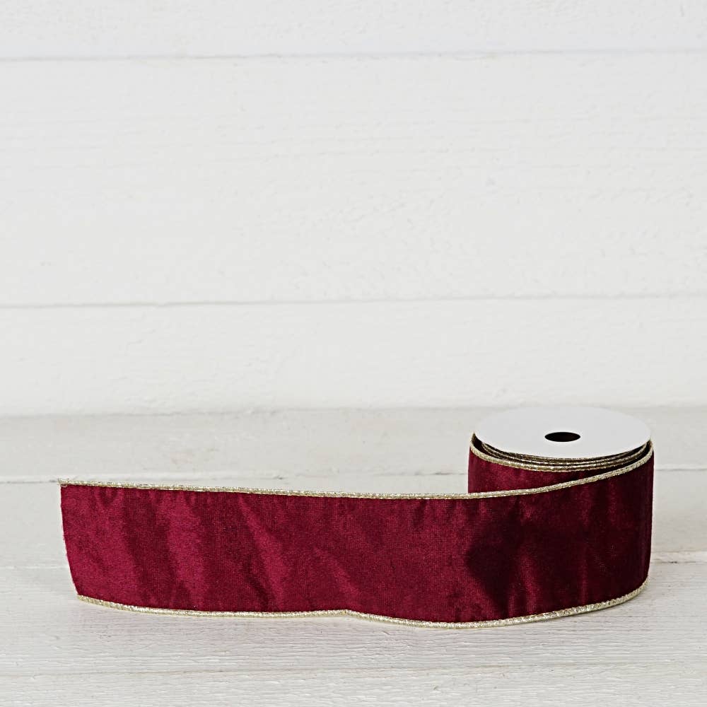 Wired Ribbon-Burgundy Velvet