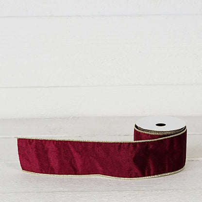 Wired Ribbon-Burgundy Velvet
