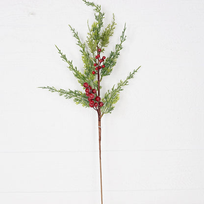 Sparkle Cedar and Red Berry Spray