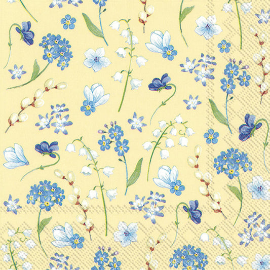 Cocktail Napkins Flowers in Spring yellow