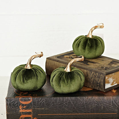 Green velvet pumpkin 4"