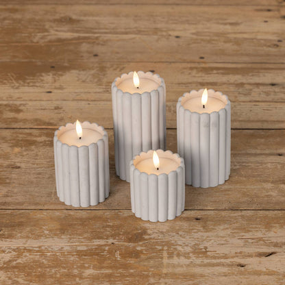 4" GREY CEMENT 3D FLAME CANDLE