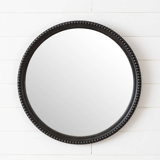 Mirror - Round Blk Bead