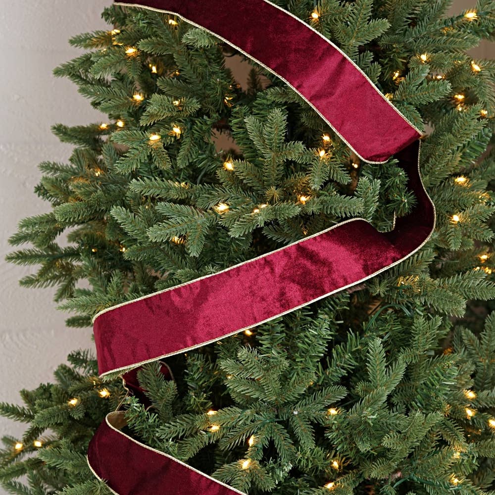 Wired Ribbon-Burgundy Velvet