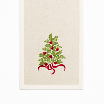Embroidered Holly Tree Table Runner