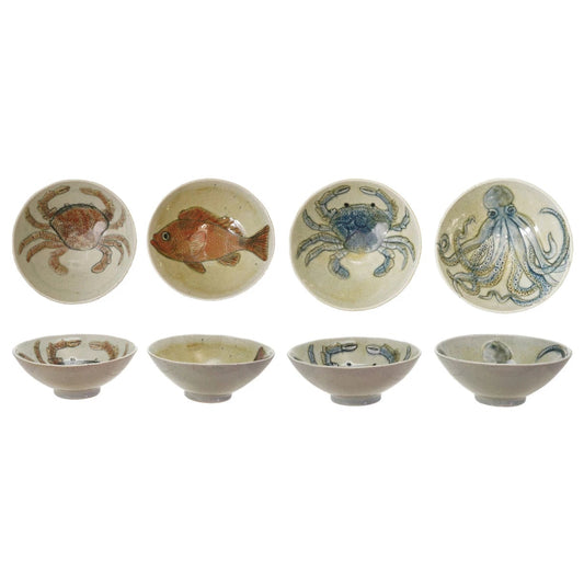 Sea Life Hand-Painted Stoneware Bowl