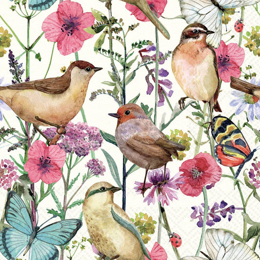 Cocktail Napkins Birds In Spring