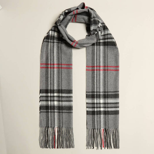 Plaid Herringbone Cashmere Feel Scarf