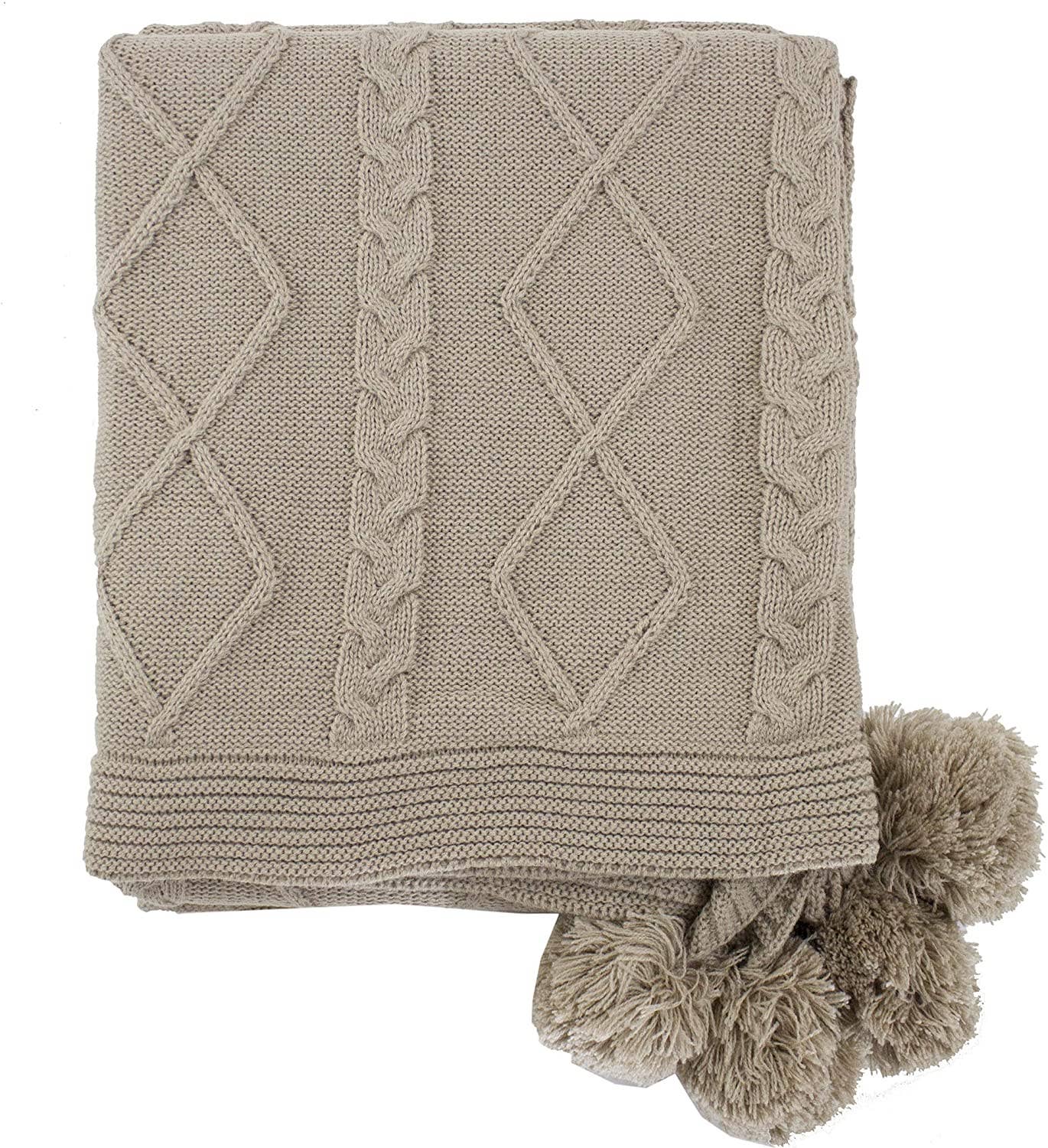 Taupe Cable Knit Throw Blanket