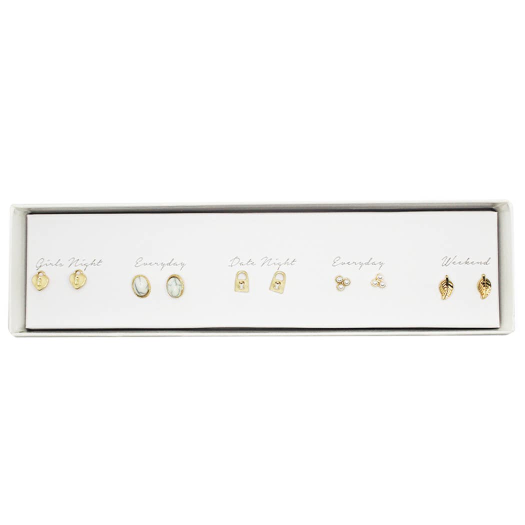 Stud Earrings Set Gift Box