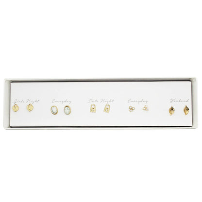 Stud Earrings Set Gift Box
