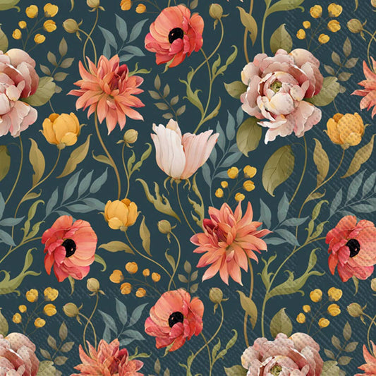 Cocktail Napkins - Flower Story Blue