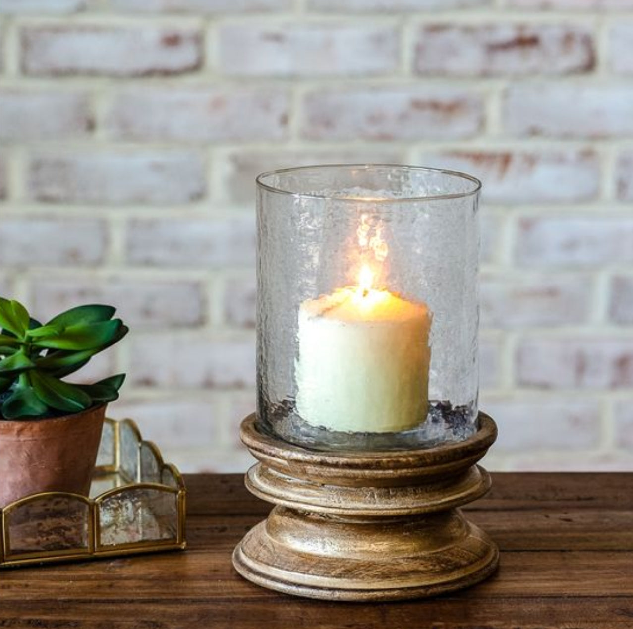 Wooden Base Hurricane